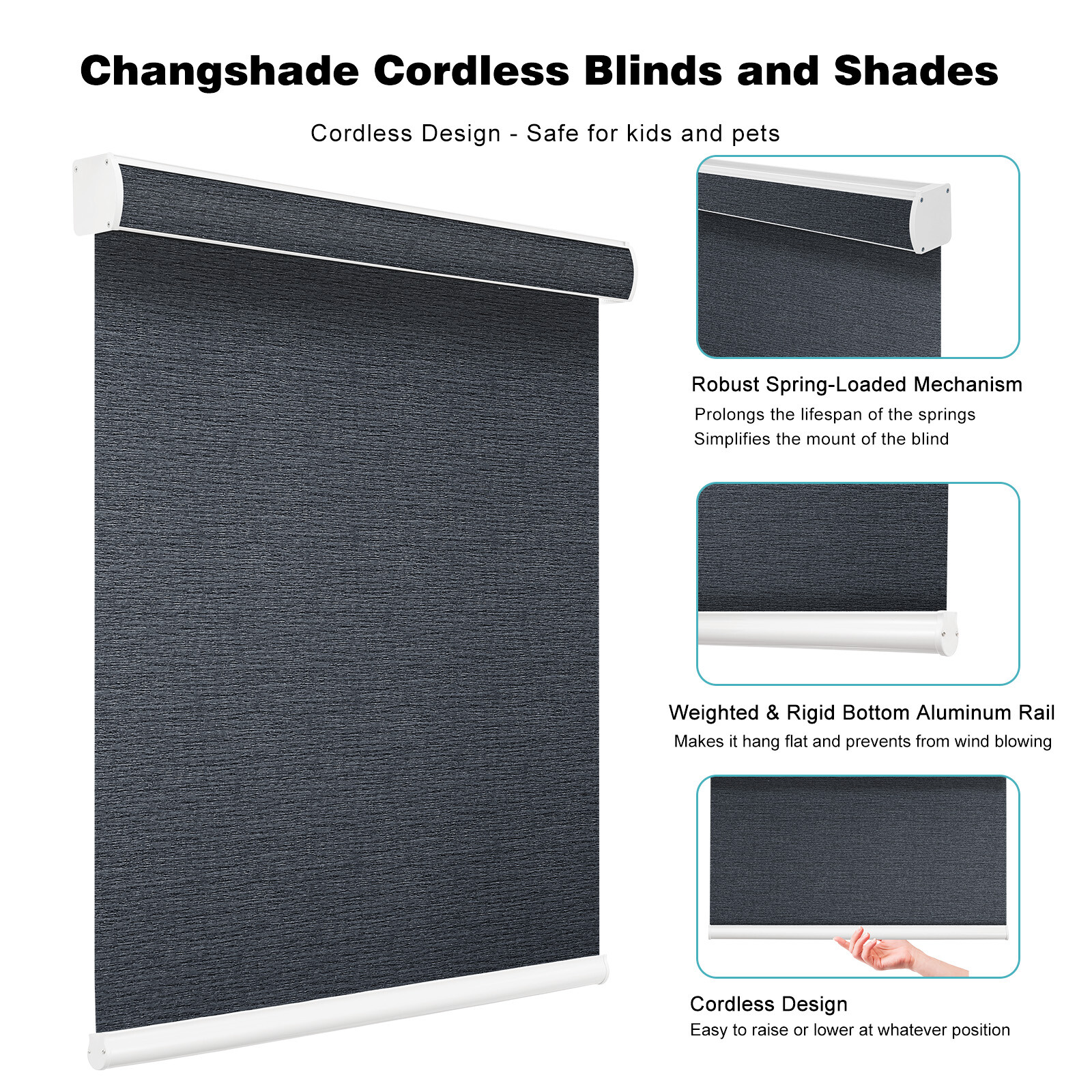Changshade Light Filtering CUSTOM CUT Cordless Window Blind Roller Shades