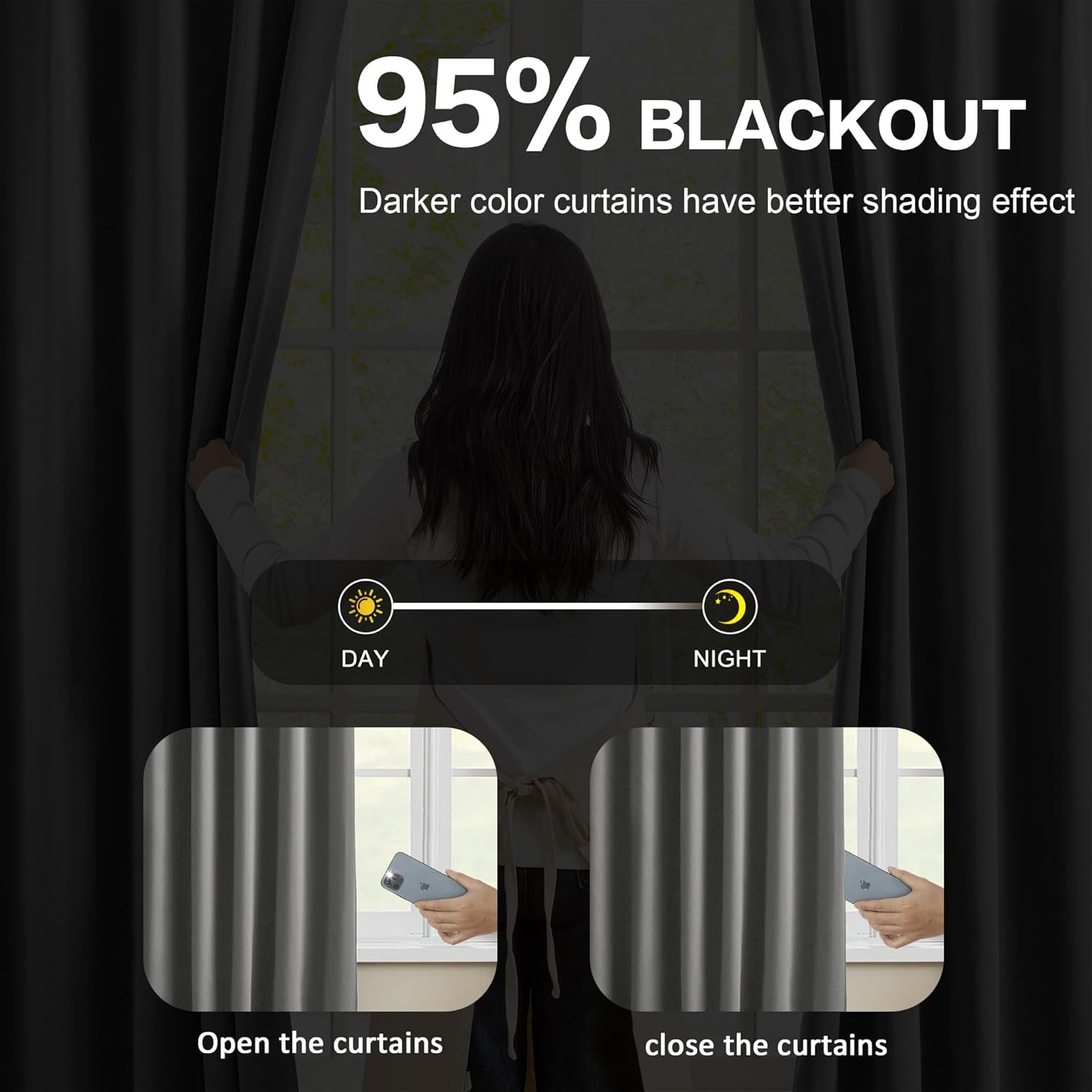 Extra Wide 90″ Blackout Curtains, Pinch Pleated Grey Room Divider 100″ Width