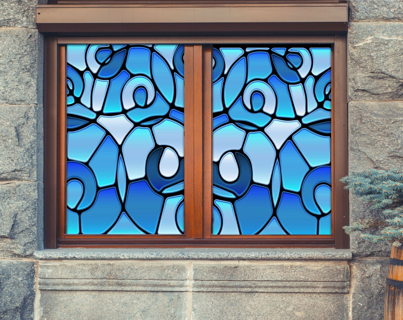 3D Blue Square A143 Window Film Print Sticker Cling Stained Glass UV Zoe