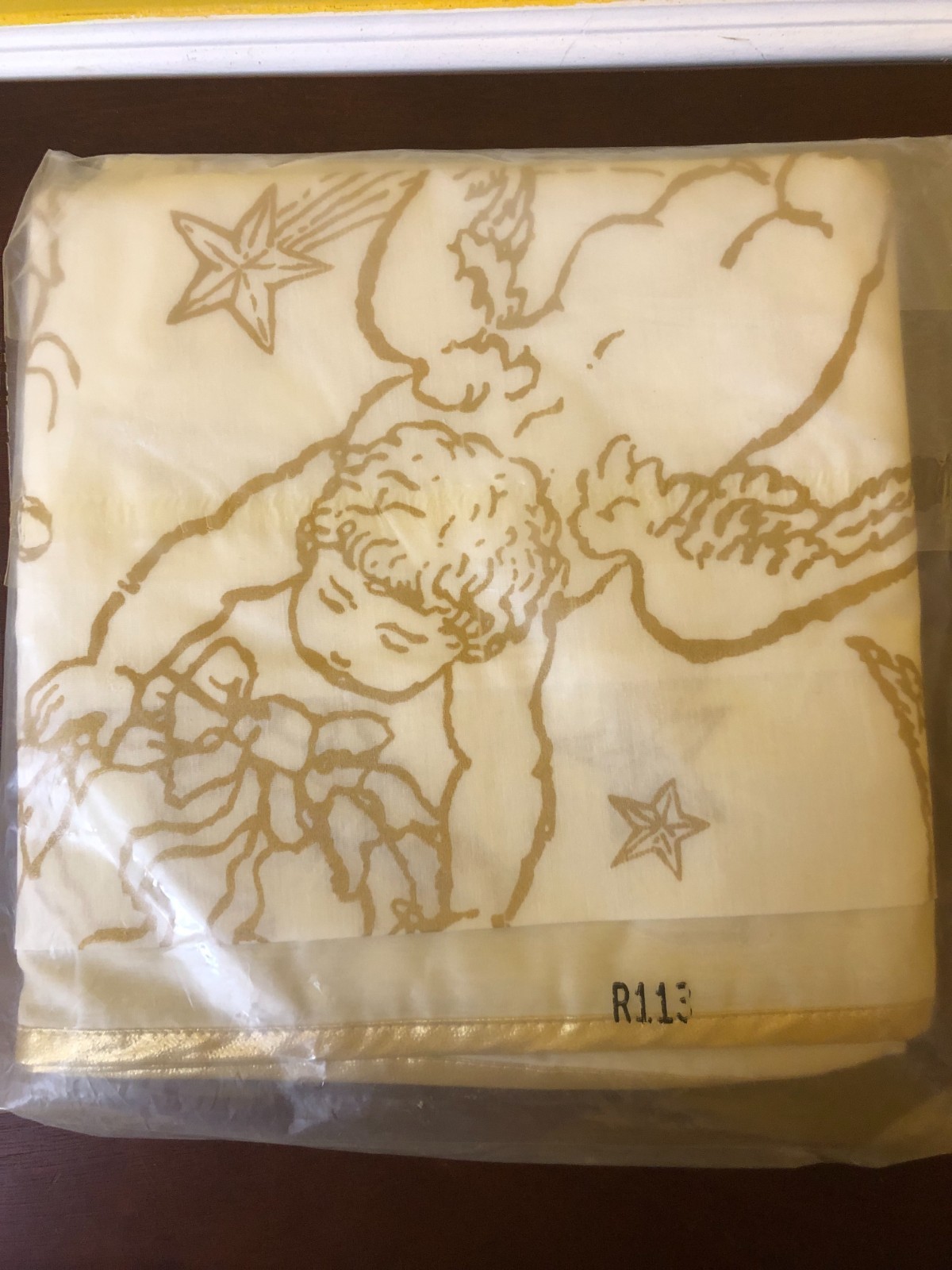 Blair Corp Cherubs II Gold Valance Window Treatment 70/30 Poly Cotton NOS USA