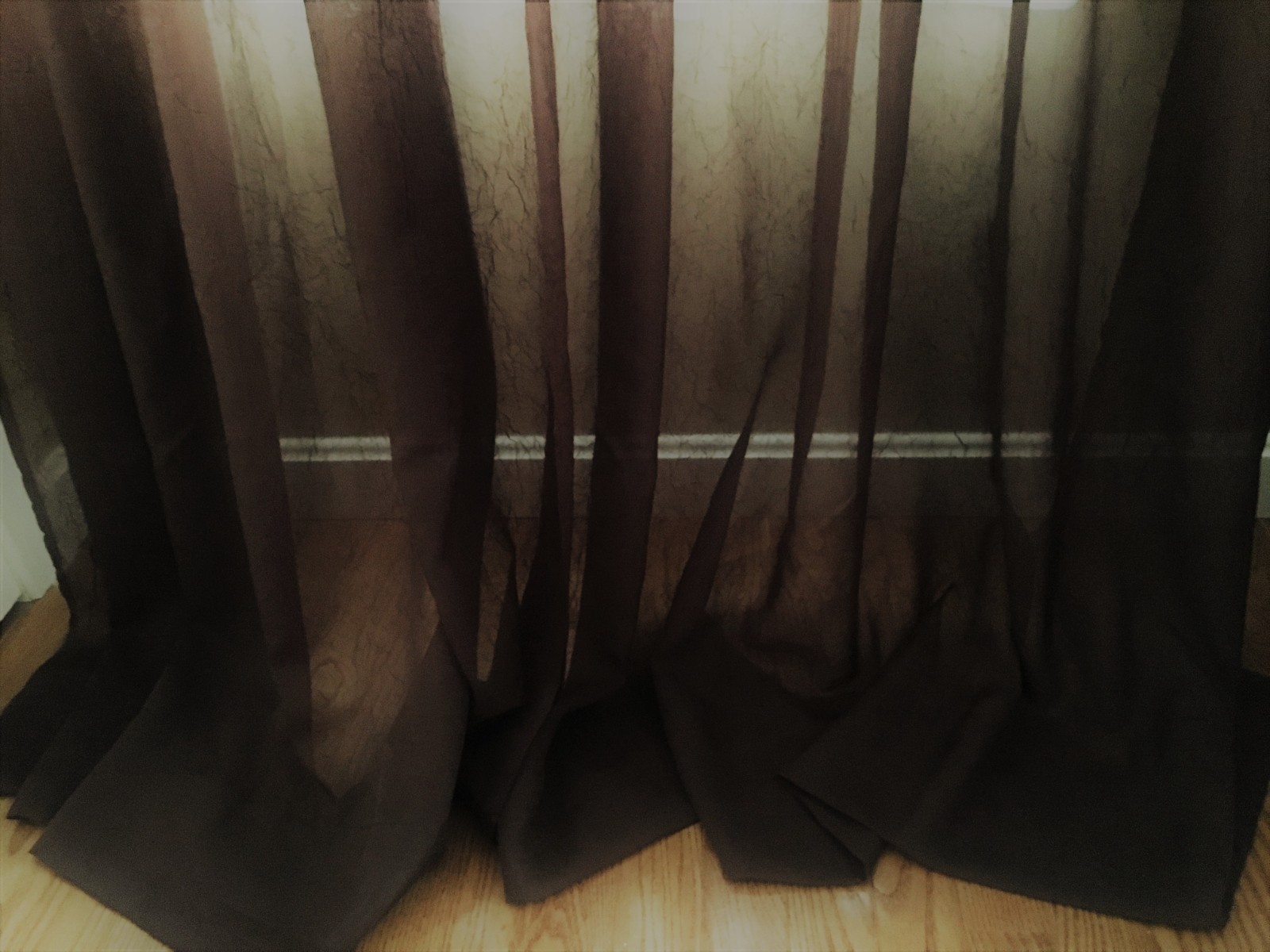 🔴 NEW Dark Brown Window Curtains 2 Panels Krinkle Fabric 84″ Dark Brown NWOT