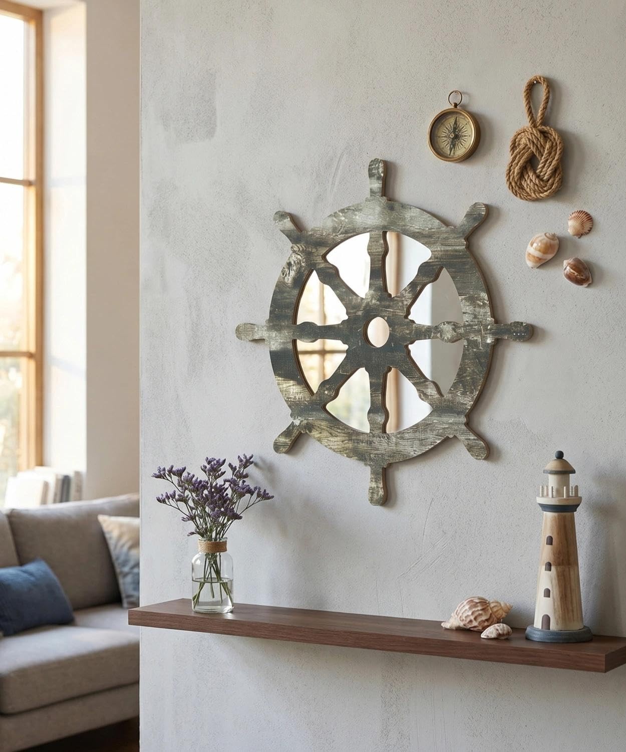 Nautical Ship Wheel Wall Decor Set 5mm Foam Board Acrylic Mirror Crocodile Ho…