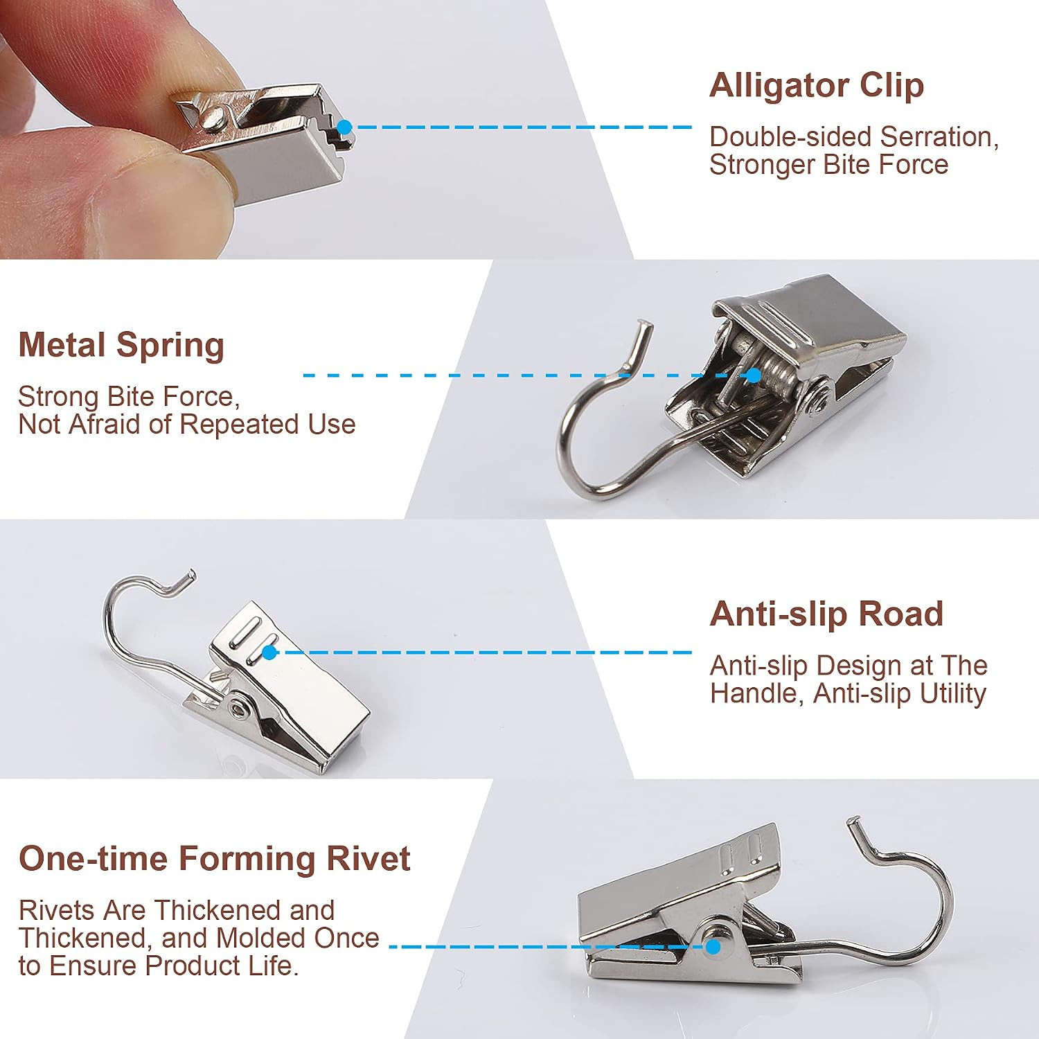 30 Pack Mini Heavy-Duty Hook Clip Set Curtain Clips for Photos Home
