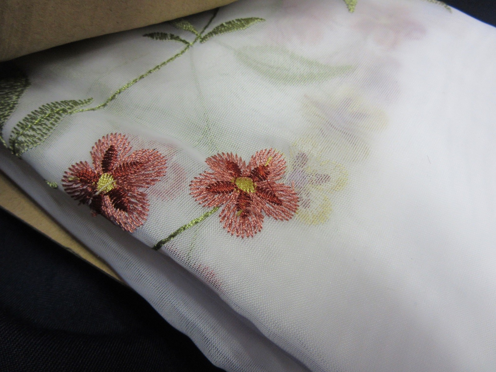 Living Colors Dina Red Floral Embroidered Tier & Valance 3-Piece Set
