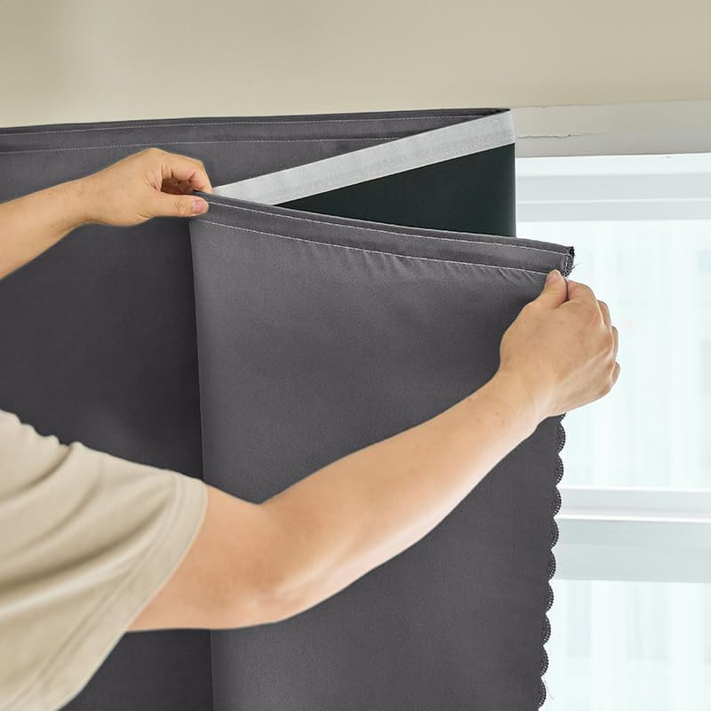 Self Adhesive Curtains 100% Blackout Shades Window Cover Sticky Curtain Portable