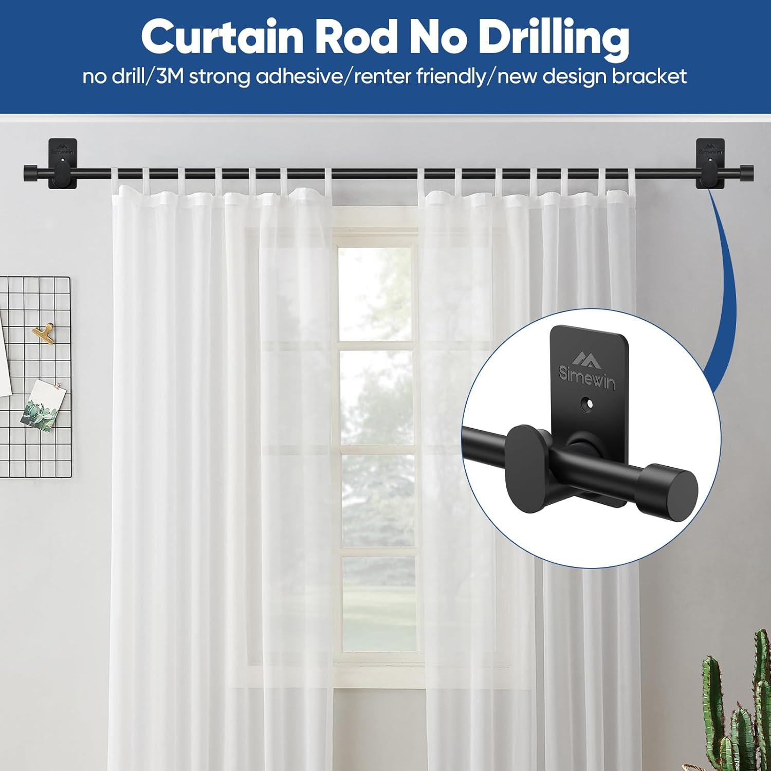 Curtain Rods No Drilling for Windows 30 to 45 Inches,5/8 Inch Diameter No Drill