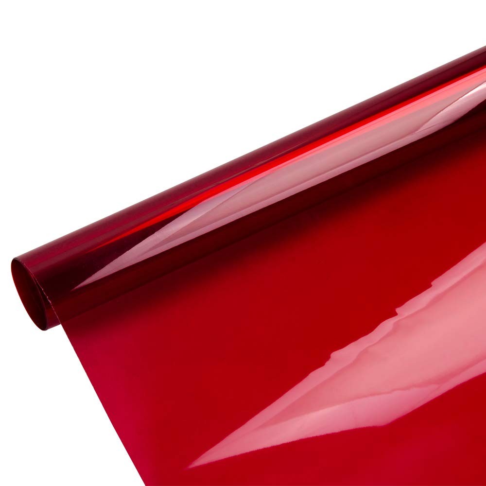 HOHOFILM Transparent Colored Window Decorative Film 17.7″x78.7″, Rose Red
