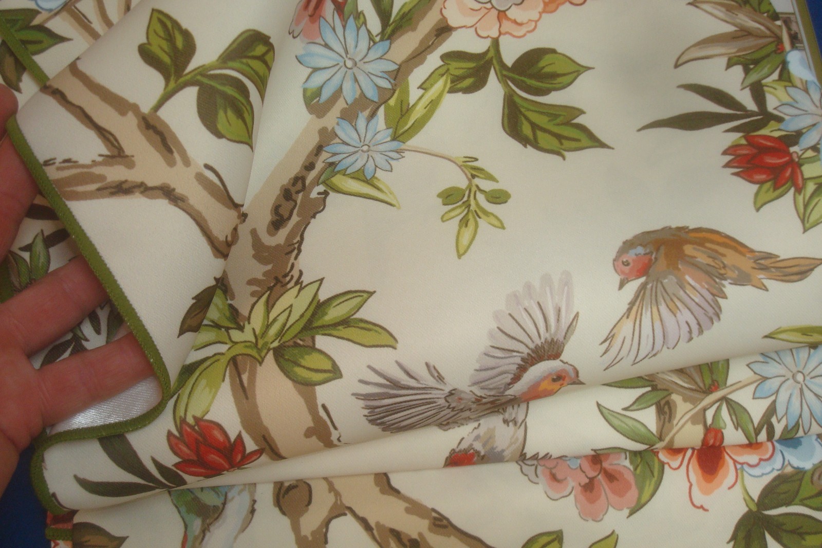 NWT Lillian August Window Curtain Panels Fancy Floral w/ Birds ea 38 x 96″ lg