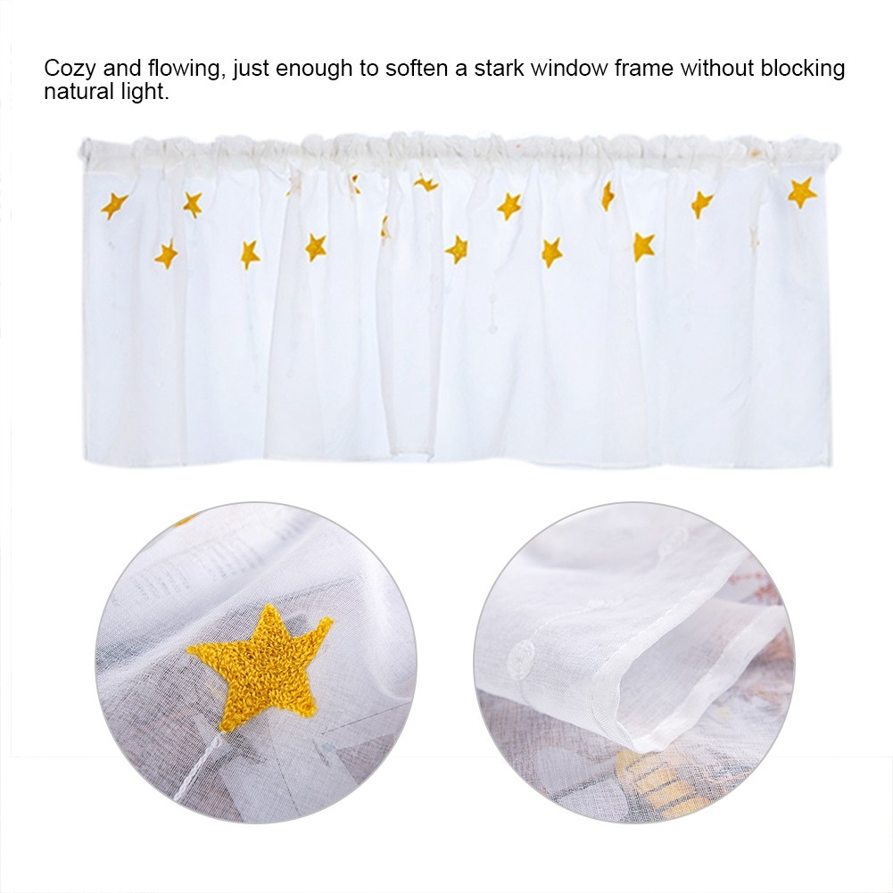 Kitchen Tiers Cabinet Embroidery Curtain Short Curtain Half Window