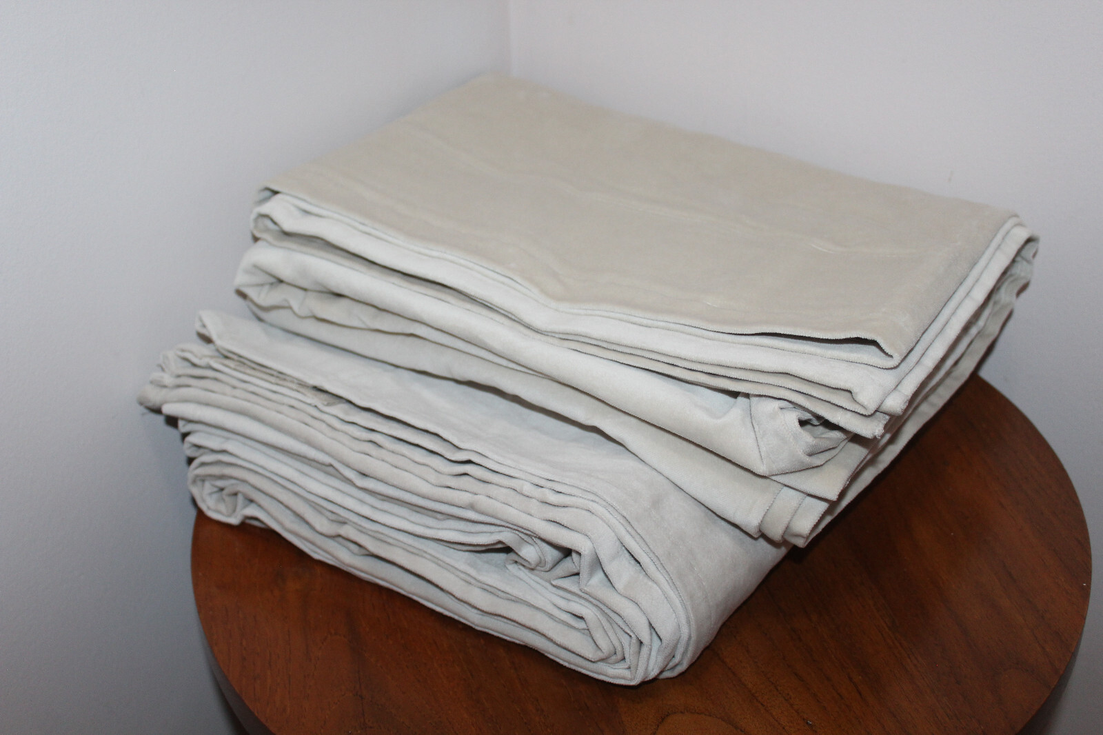 IKEA SANELA PANEL CURTAINS 1 PAIR 100% COTTON VELVET LIGHT BEIGE 55″x98″