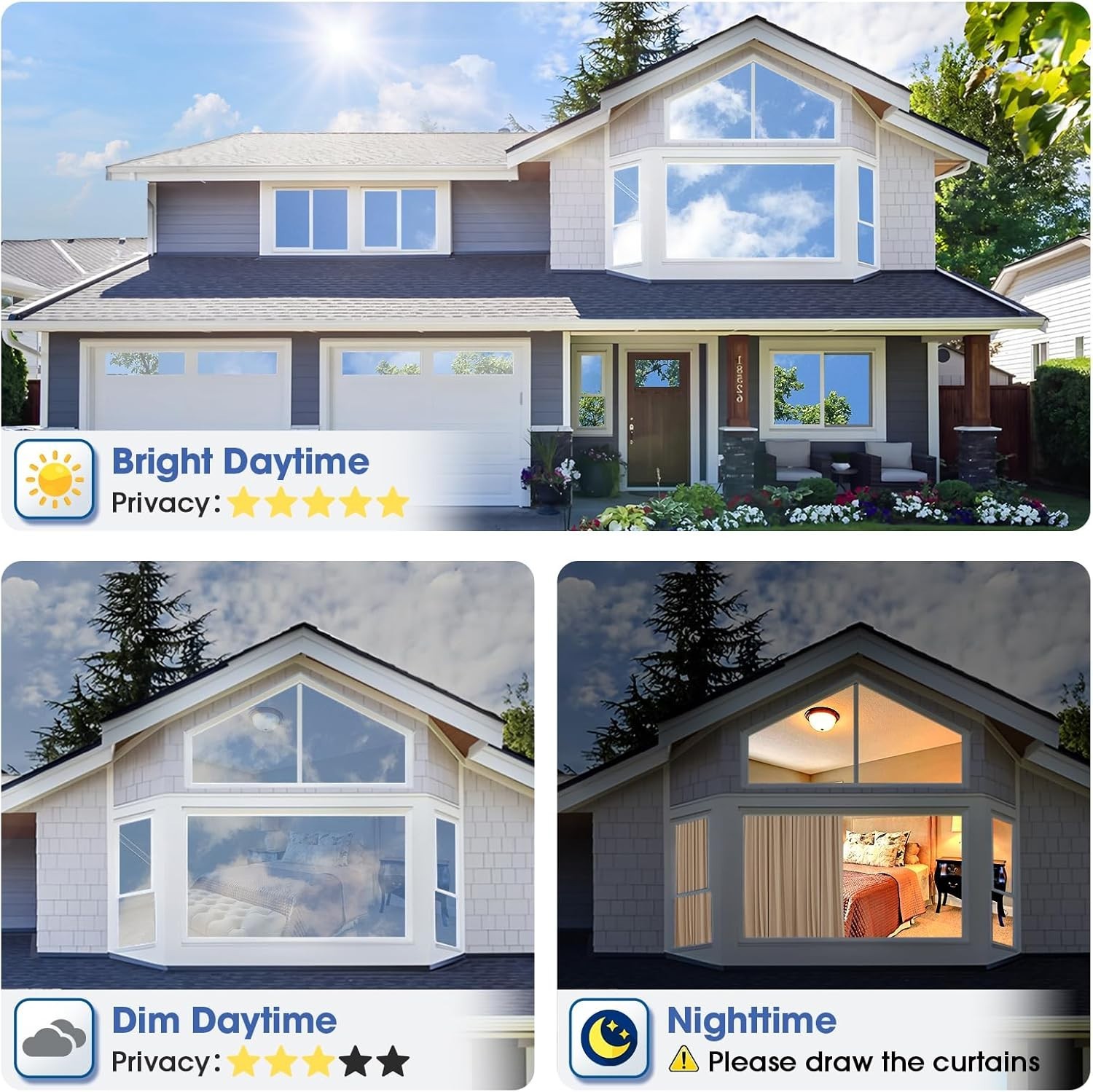 Black-Silver Reflective Window Film, UV Protection & Easy Static Cling, 9.56ft²