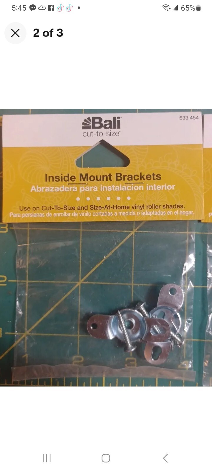 4 Pack Bali Cut-to-Size Roller Shade Bracket Inside Mount Brackets #633454