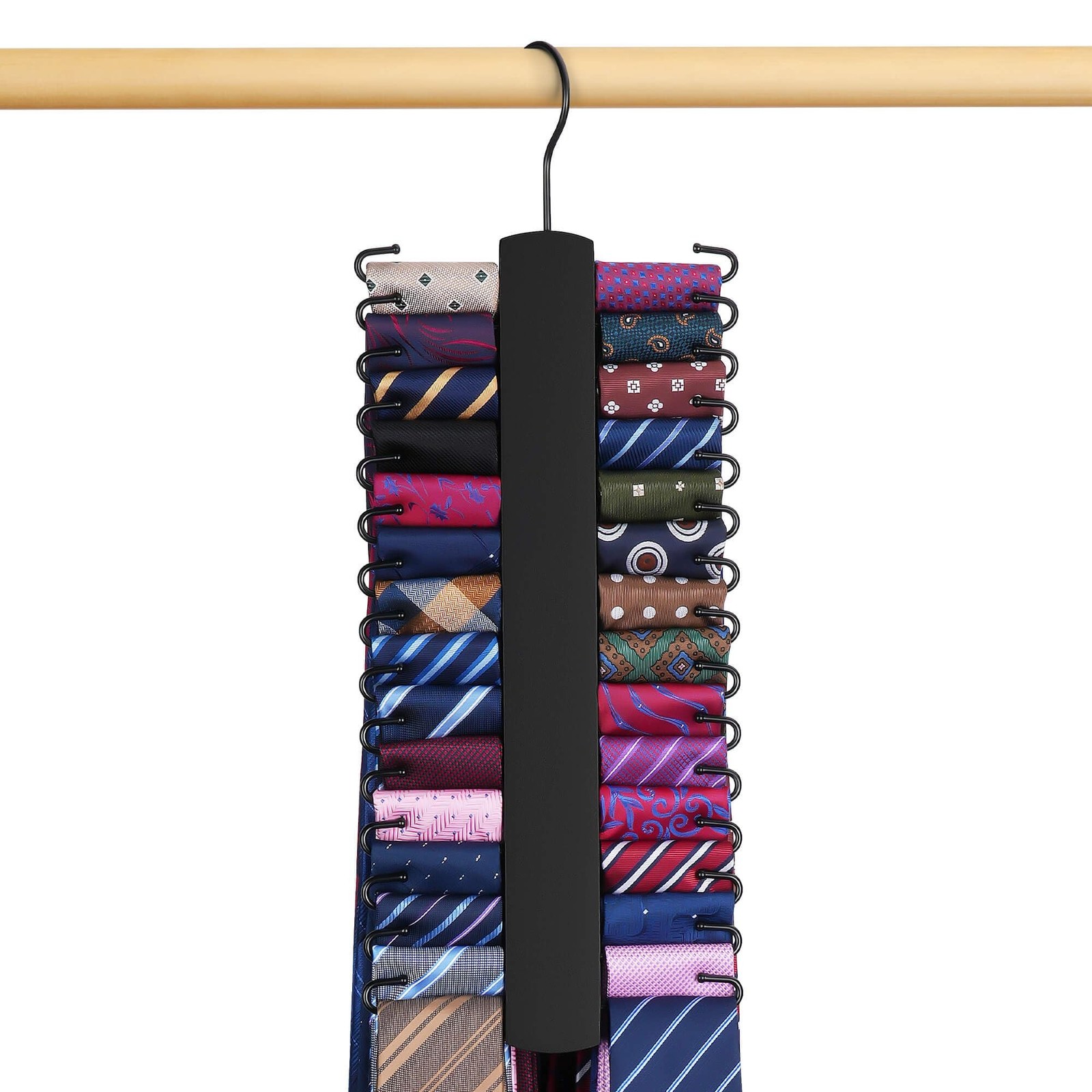 Upgraded Tie Rack Hanger for Closet with 30 Metal Hooks, Space Saving Necktie…