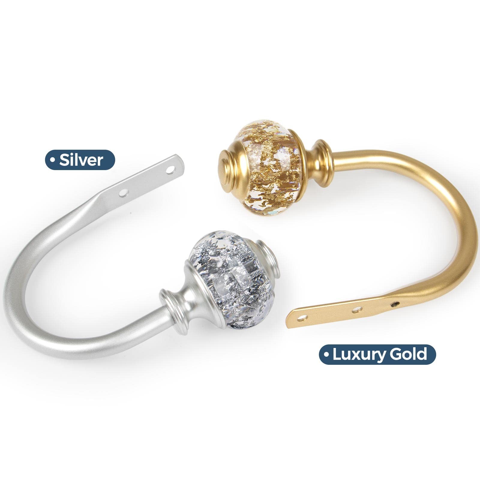 Curtain Tie Backs 2 Pack lbs Decorative Wall Hooks lbs Gold Translucent Finials