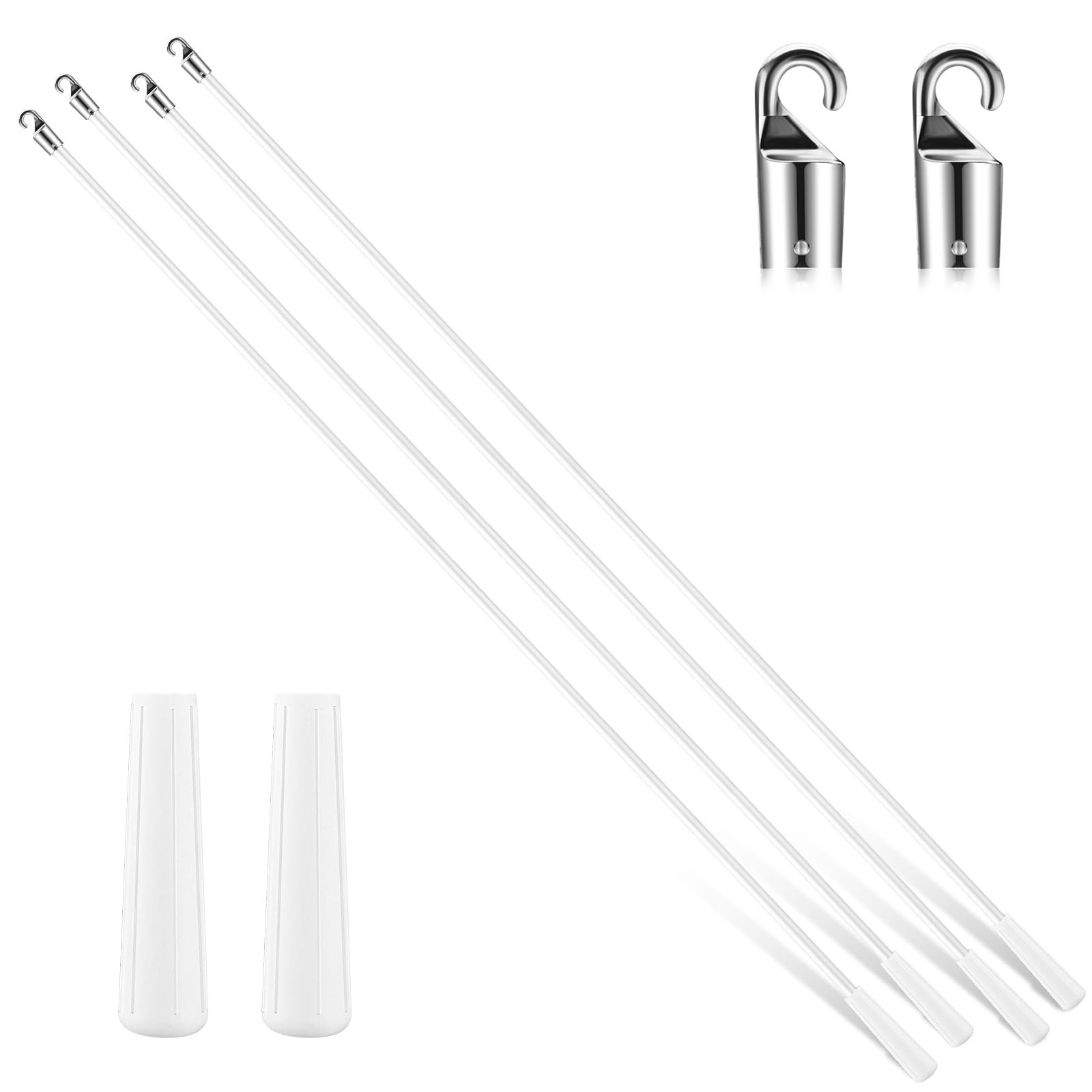 4 Pcs Vertical Blind Wand Replacement – 36″ Fiberglass Hook Handle for Curtains