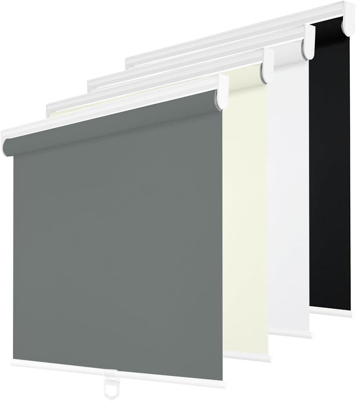 Cordless Blackout Roller Shade Light Blocking Rolled Up Blind Room Darkening