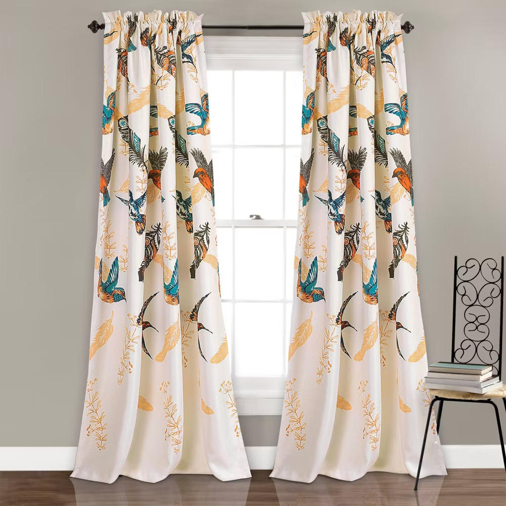 Set of 2 (95″x52″) Bird Breeze Light Filtering Window Curtain Panels –