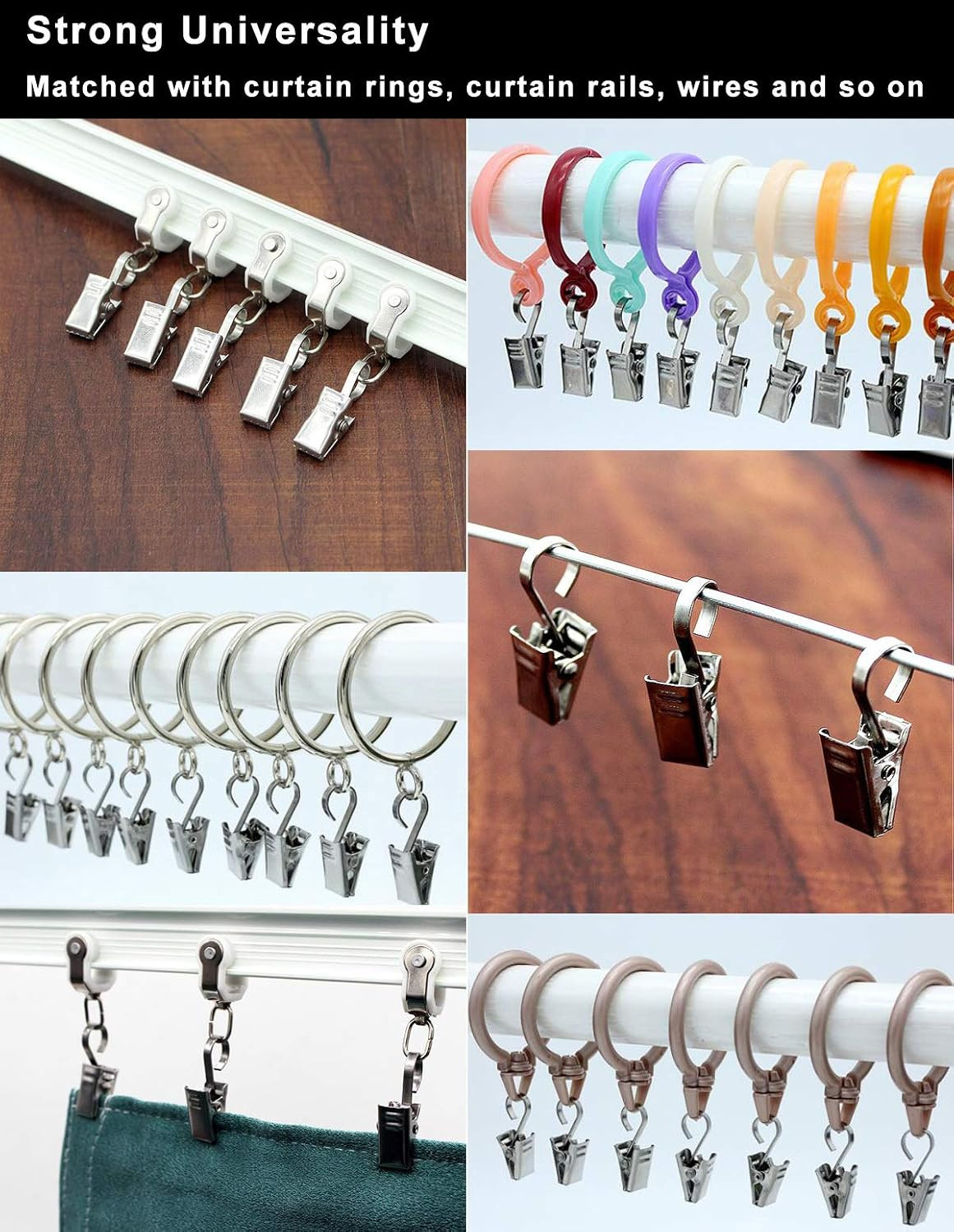 Curtain Clips Hooks Stainless Steel, 100 Pack Silver Small Heavy Duty Hanging Cl