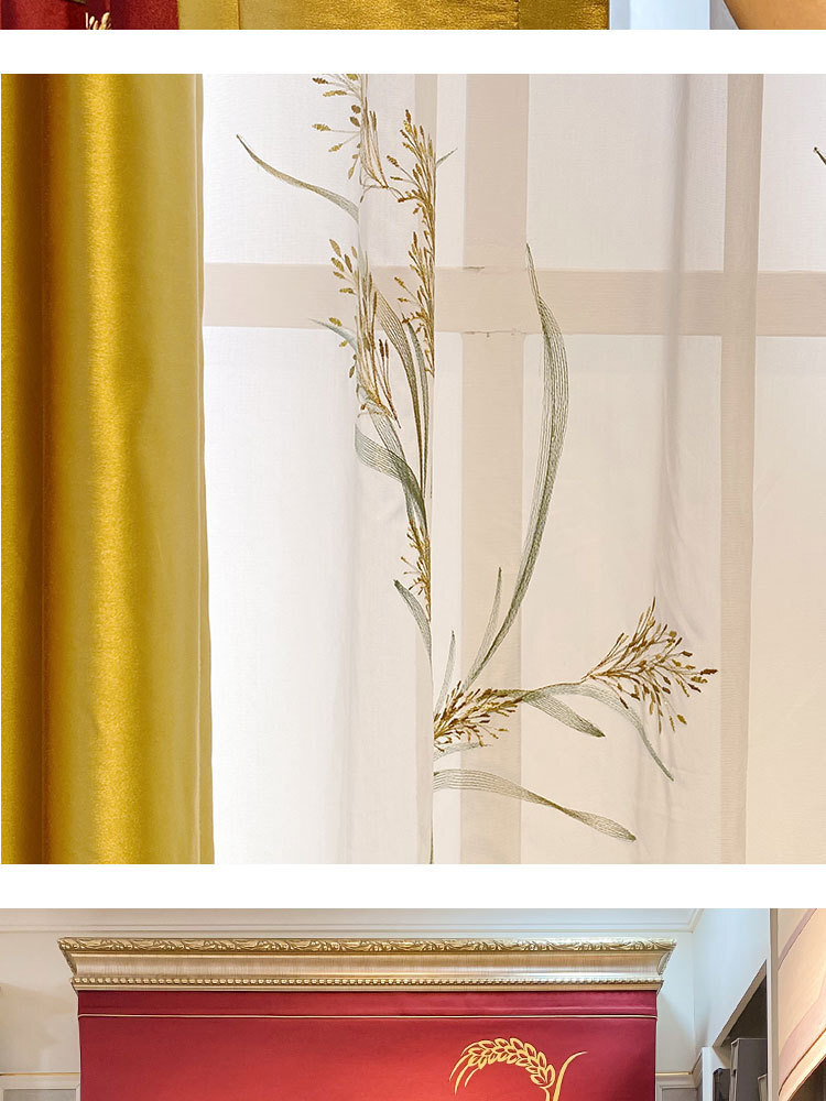 Pastoral classical Chinese embroider silk livingroom red valance curtain M1597*
