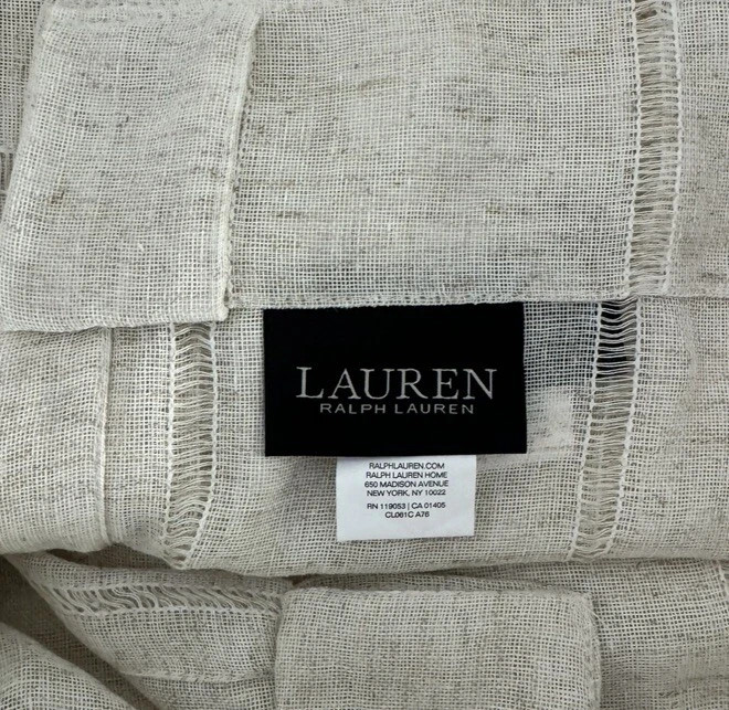 New Ralph Lauren Window Curtains 2 Panels Beige 54 x 108 Linen Hamilton Back Tab