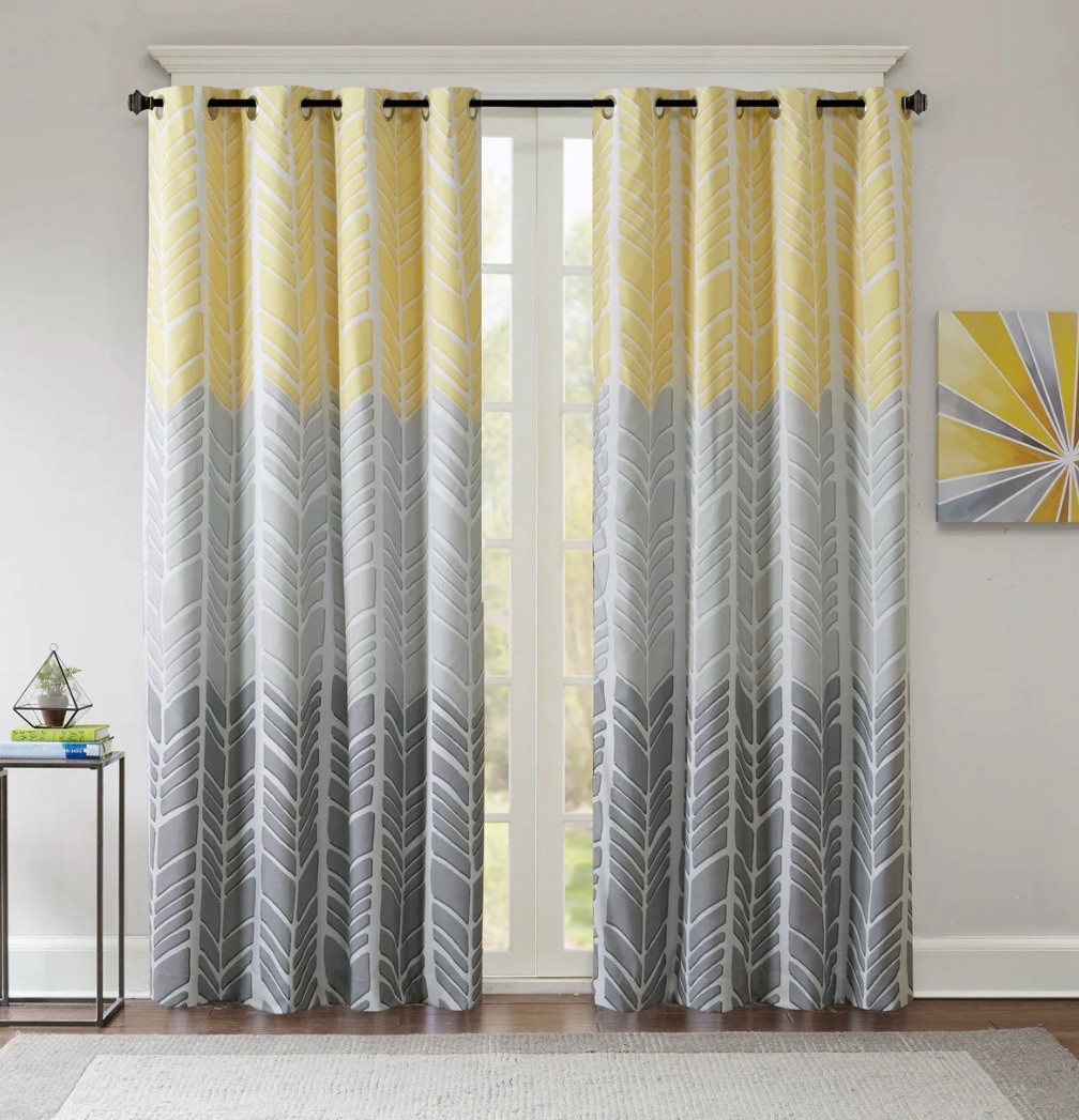 Intelligent Design Adel ID40-1014 Yellow Floral, 1 Window Panel 50″W x 84″L, NEW