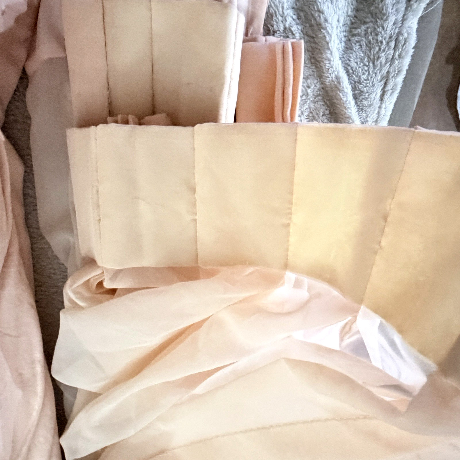 Window Cornice Satin & Silk with Matching Custom Peach Drapery 9 Pieces Total