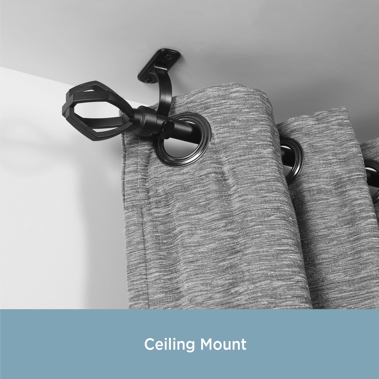 Curtain Rod Mounting Brackets, Wall or Ceiling Mount, 5/8″-3/4″ Diameter, Set…