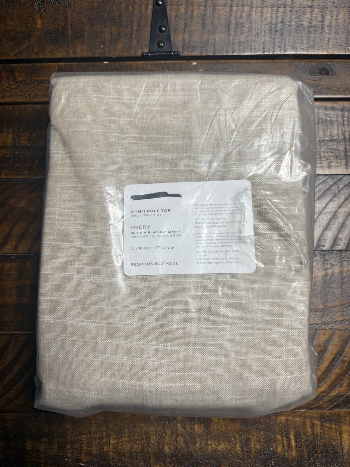 Pottery Barn Emery Linen Blackout Curtain, 50″ x 96″ Oatmeal New!