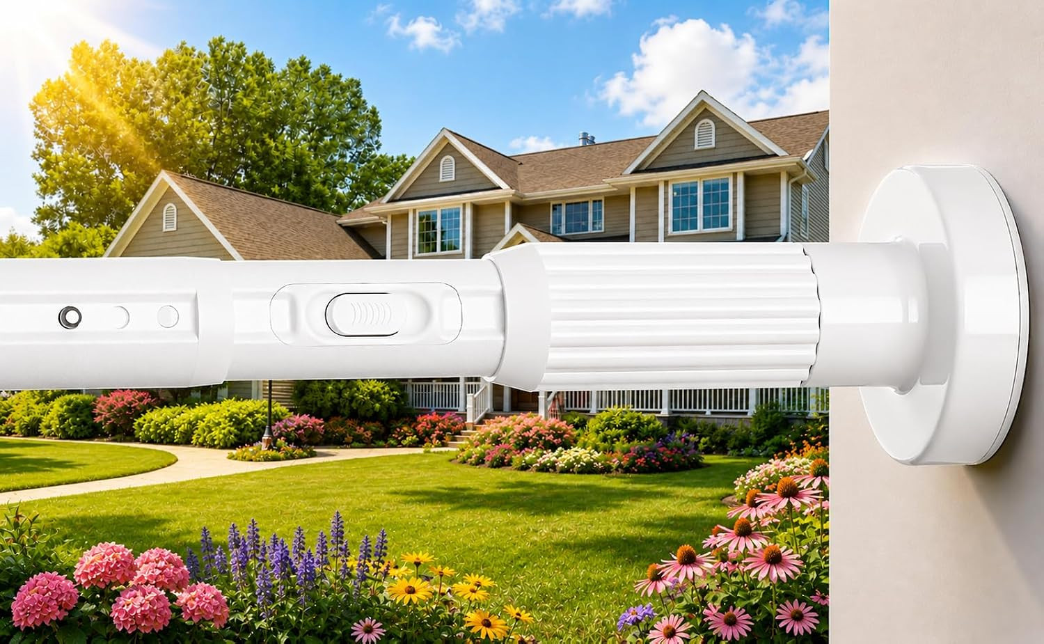 Extra Long No-Drill Tension Curtain Rod 40-166 Inches (4-14Ft), Heavy Duty Adjus