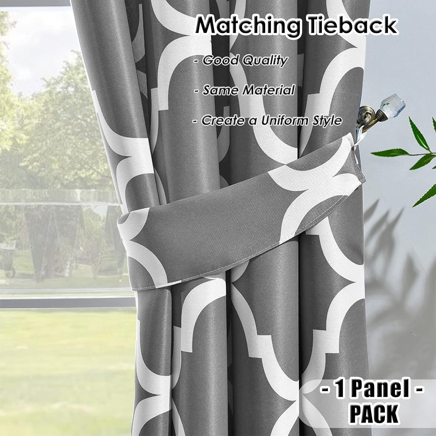 Luxurious Grey Moroccan Blackout Drapes, 100×96 Inch with Grommet Top Design