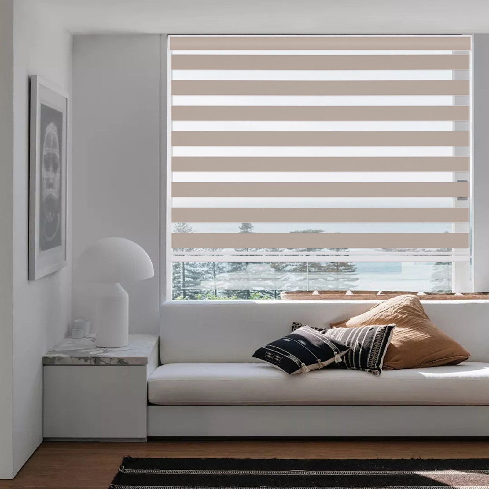 Horizontal Window Shade Blind Dual Zebra Roller Blinds Curtains,Easy to Install