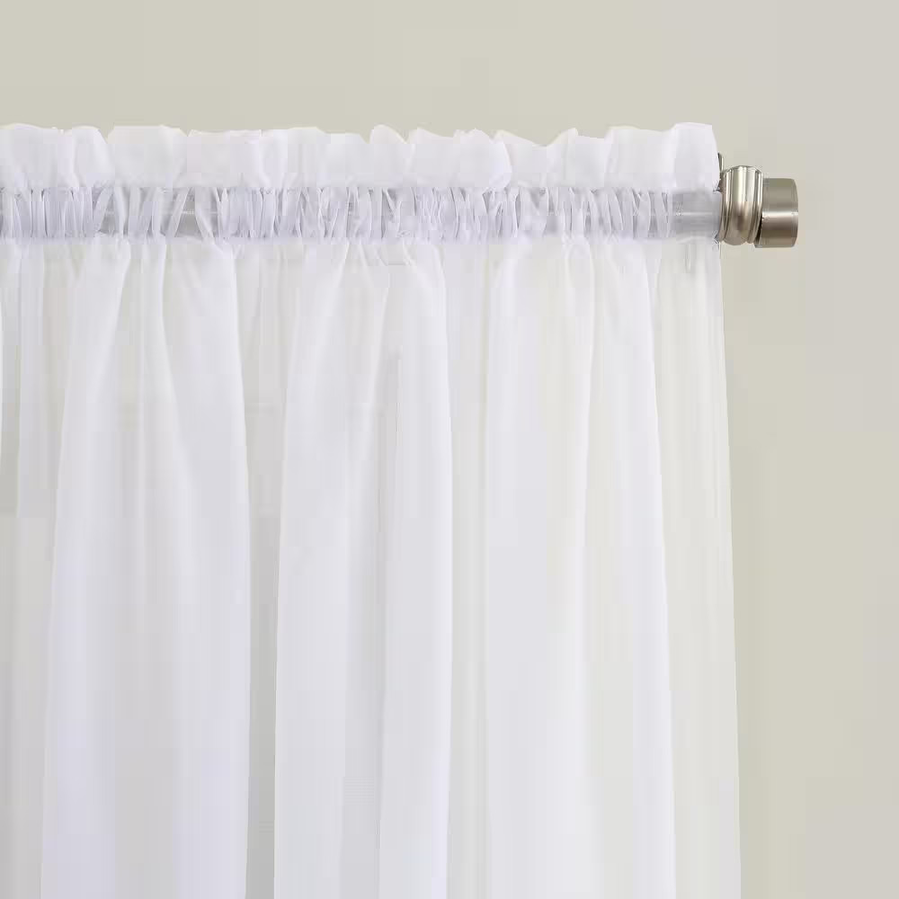 Sumner Voile White Polyester 59 In. W X 84 In. L Rod Pocket Sheer Curtain (Singl