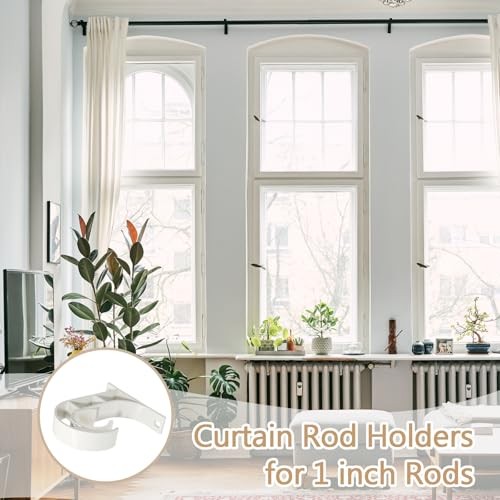 Pack Ceiling Curtain Rod Brackets, Aluminum Alloy Ceiling Mount Hooks 4 White
