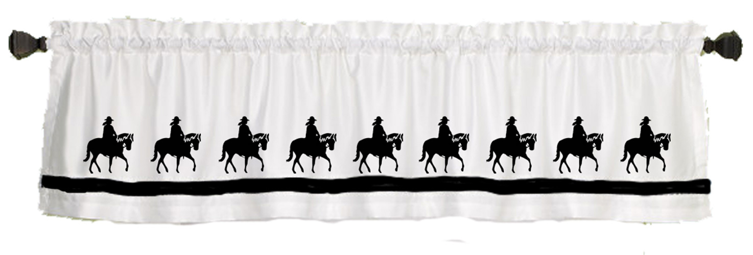 Western Trail Horse with Rider Window Valance Curtain in Your Choice of Colors
