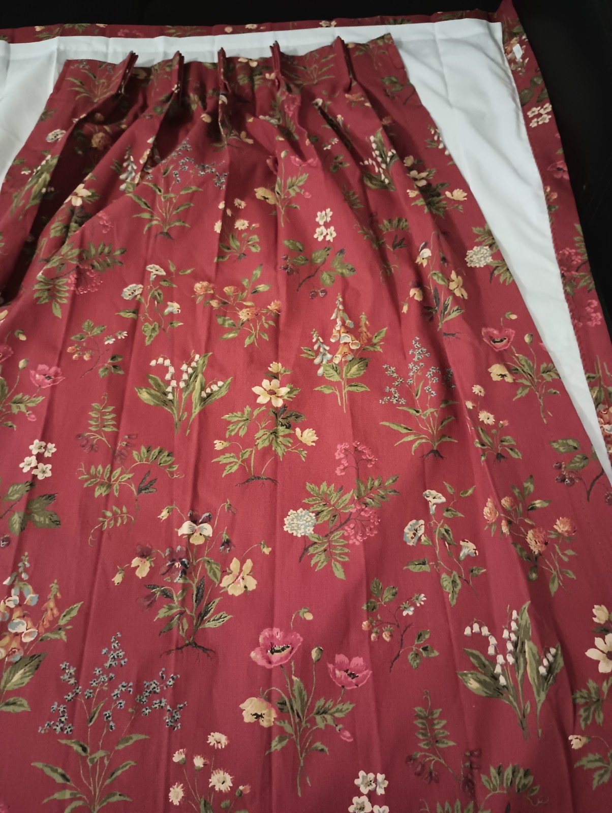 JCPenney Home Burgundy Floral Print Pinch Pleated Curtain 2 Panels Opaque