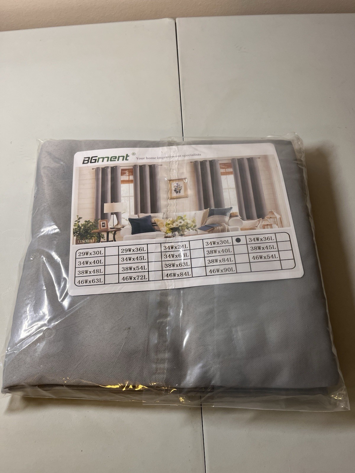 BGment Short Blackout Curtains 34×30 Light Grey 2 Panels Small Window NEW