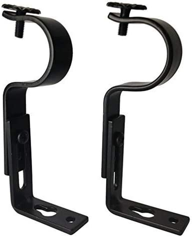 Adjustable Curtain Rod Brackets – Black (Set of 4) Curtain Rod Holder