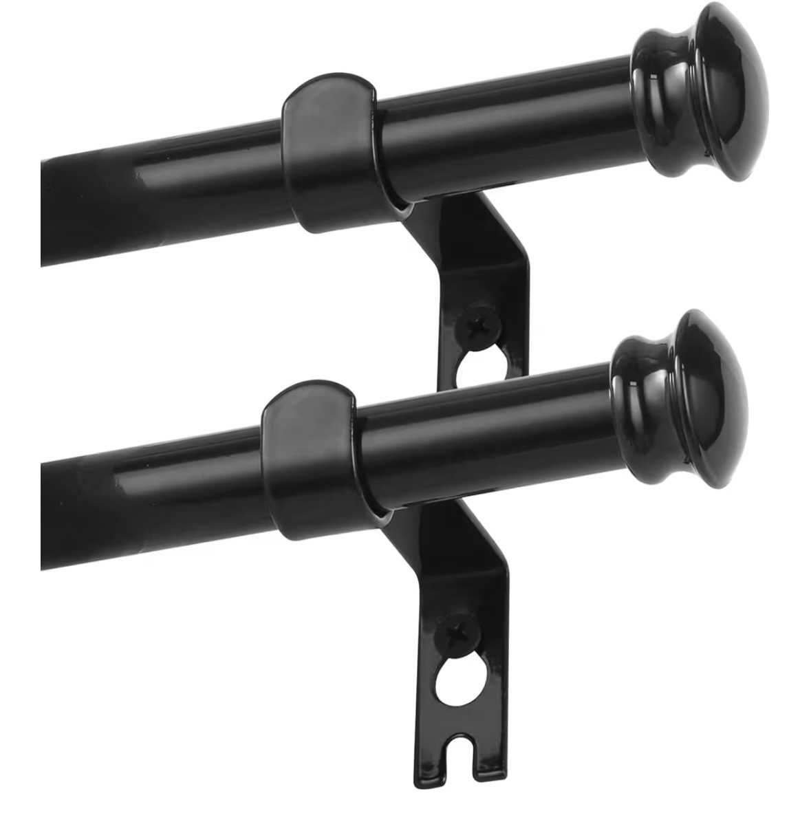 2 Black Curtain Rods for Windows 30 to 45 Inches with Brackets 5/8 Inch NEW
