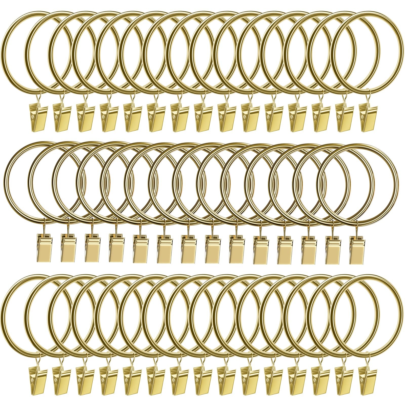 44 Pack Curtain Rings with Clips Hooks 2 in Diameter Rustproof