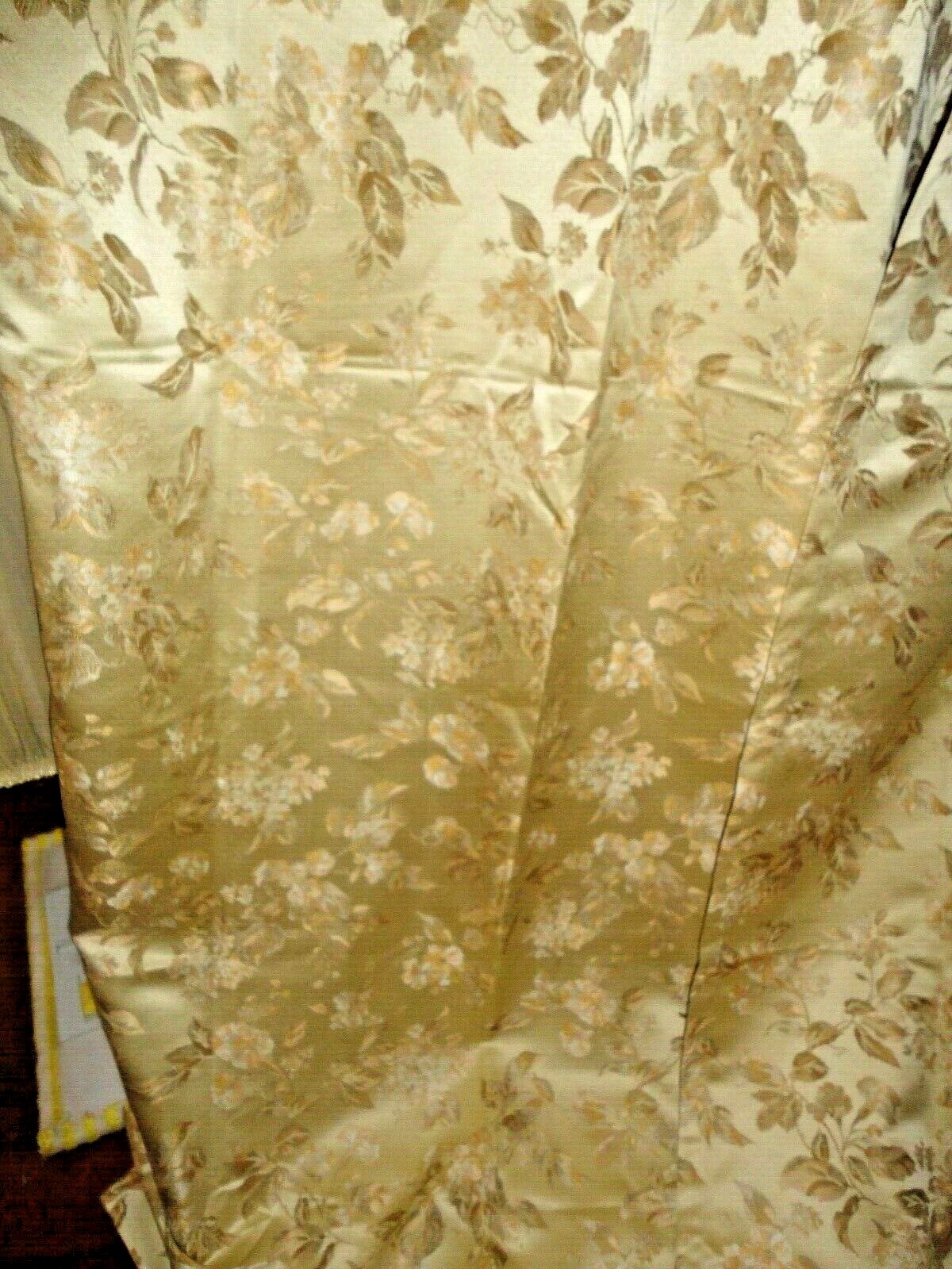 CROSCILL MARIETTA WISTERIA HYDRANGEA GOLD FLORAL YELLOW CREAM TAUPE (2) PANELS