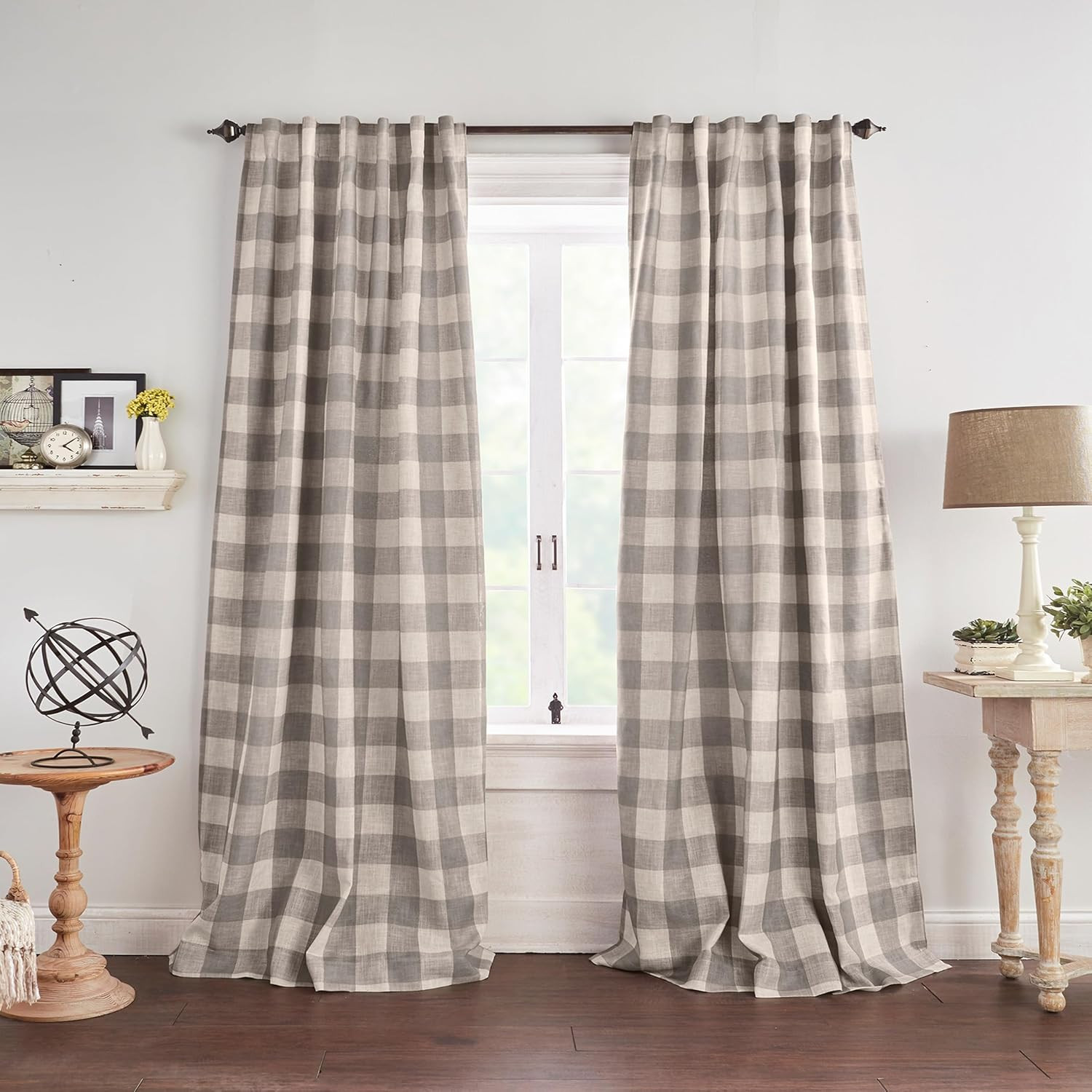 Grainger Buffalo Check Blackout Window Curtain, Chambray – 52″ W X 95″ L