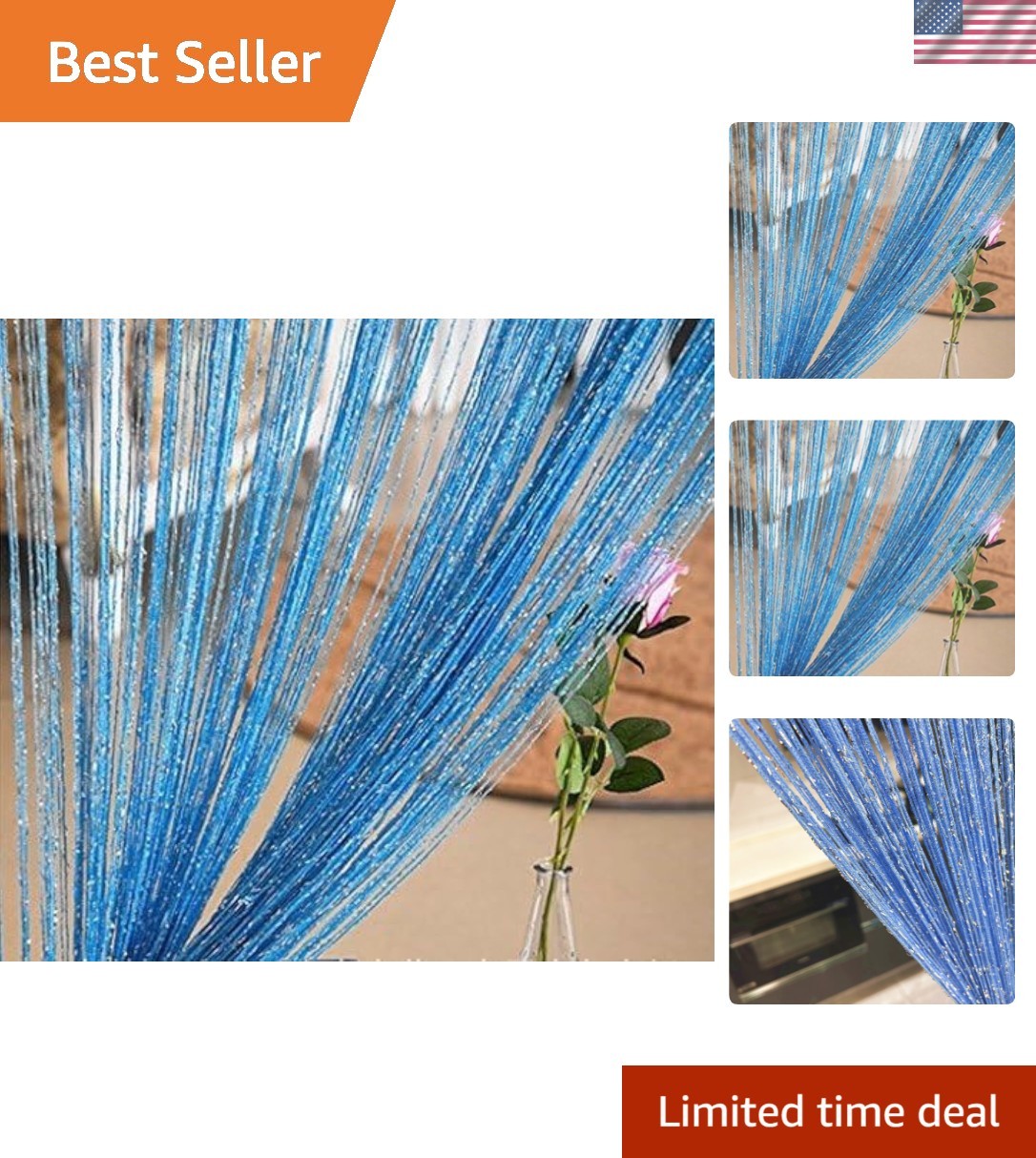 Hand Washable Sky Blue18 String Curtain – Elegant and Functional Home Decor