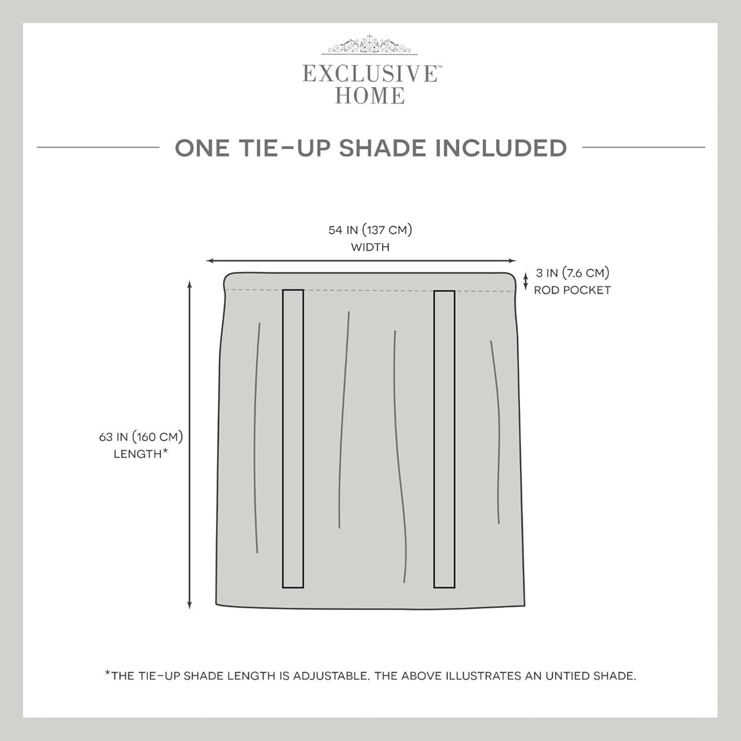 EXCLUSIVE HOME Loha Light Filtering Tie Up Shade Curtain 54″x63″ Natural