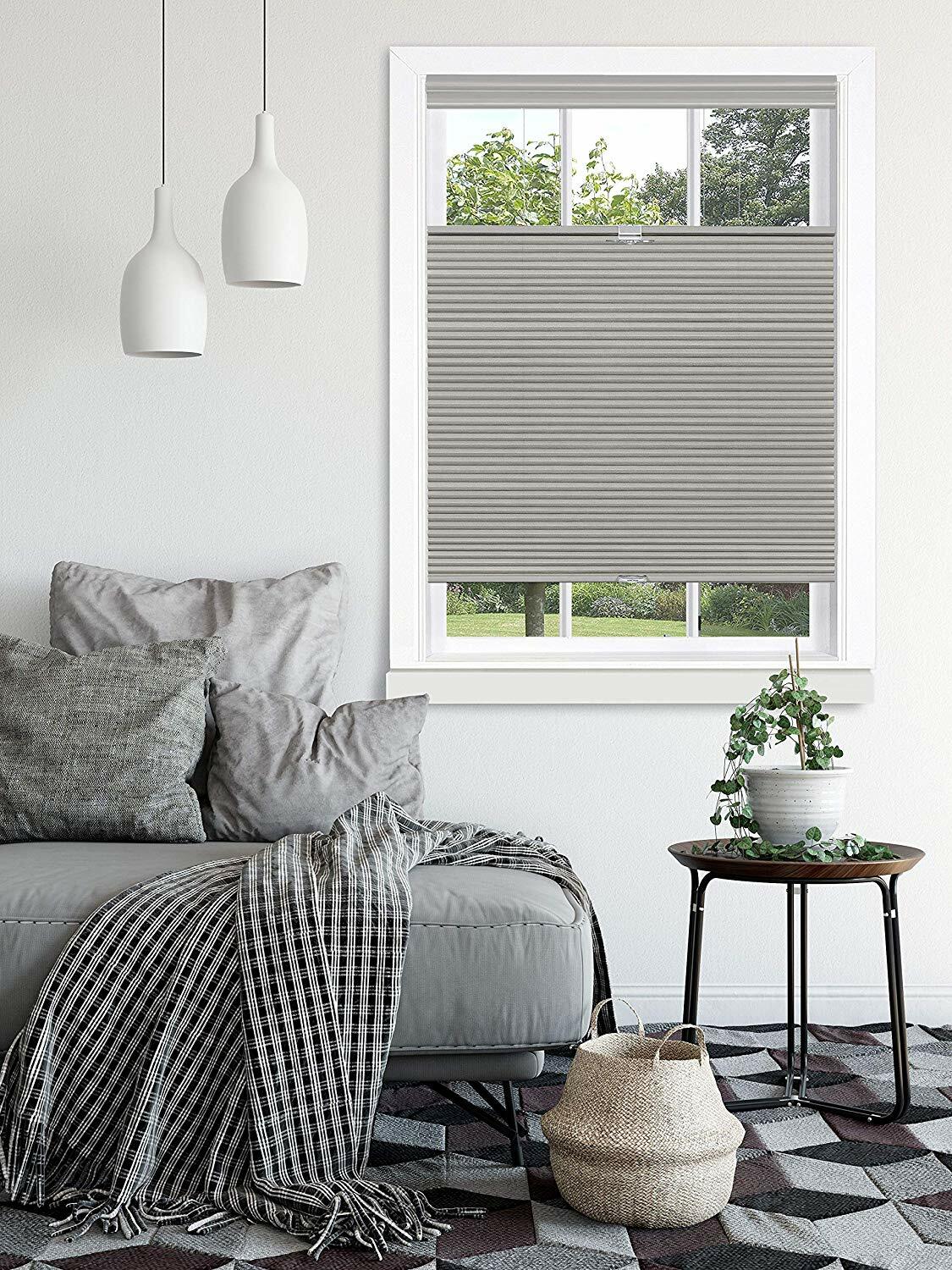 Dove Gray Cordless Cellular Top-Down Bottom Up Honeycomb Pleated Window Shades