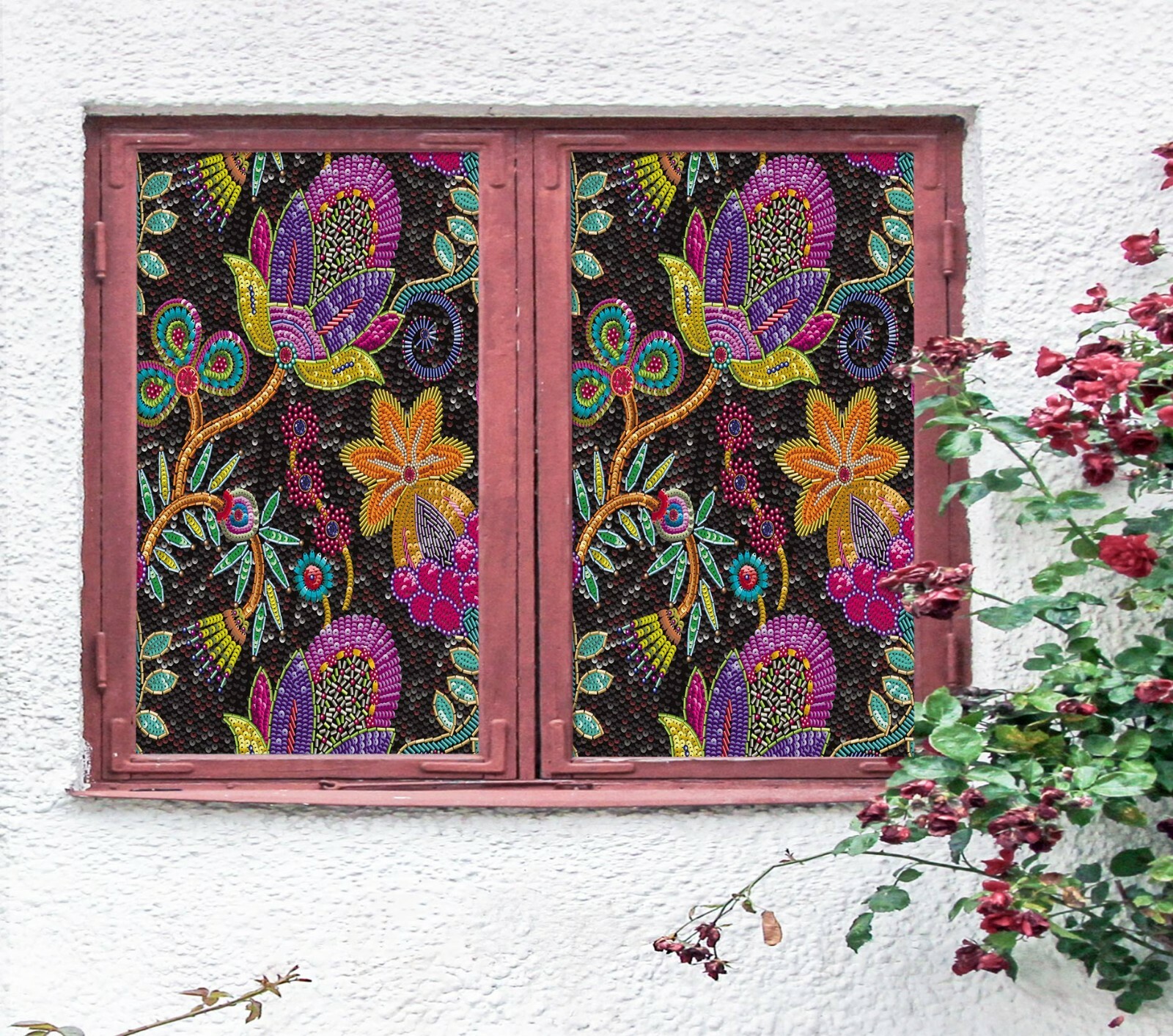 3D Orange Flower A554 Window Film Print Sticker Cling Stained Glass UV Zoe