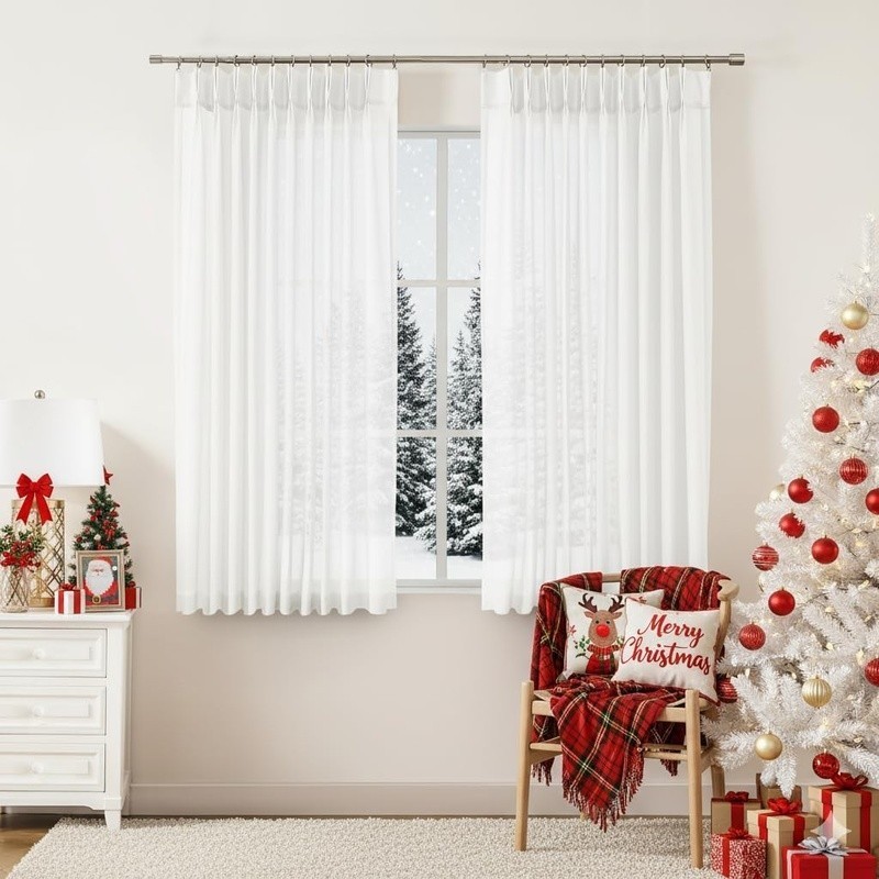 Sheer Pinch Pleated Curtains Privacy Light Filtering Drapery 2 Panels Hook Ready