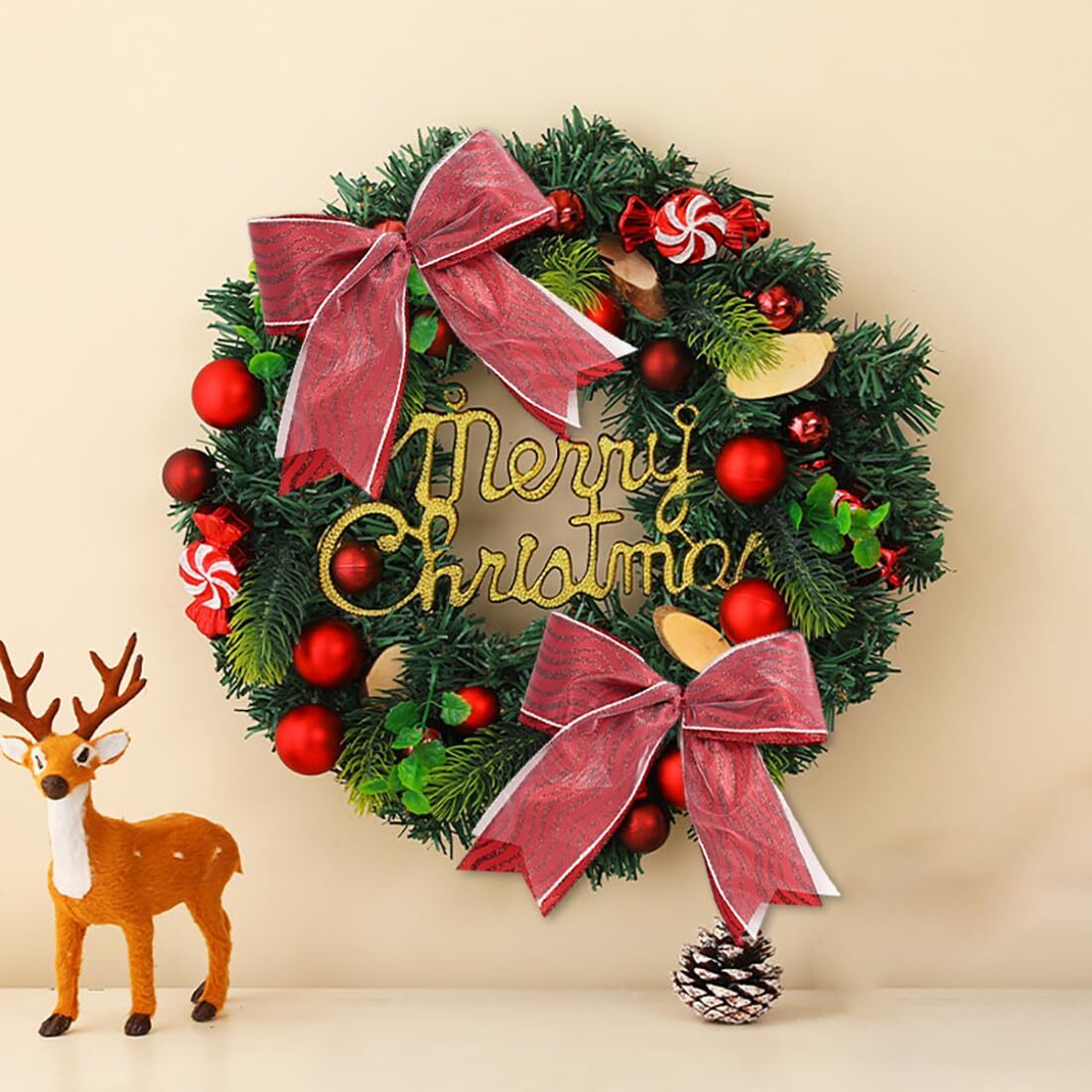 Christmas Bows 12 Pack 6.7×7.5 Inch Double-Layer Glitter Red Ribbons