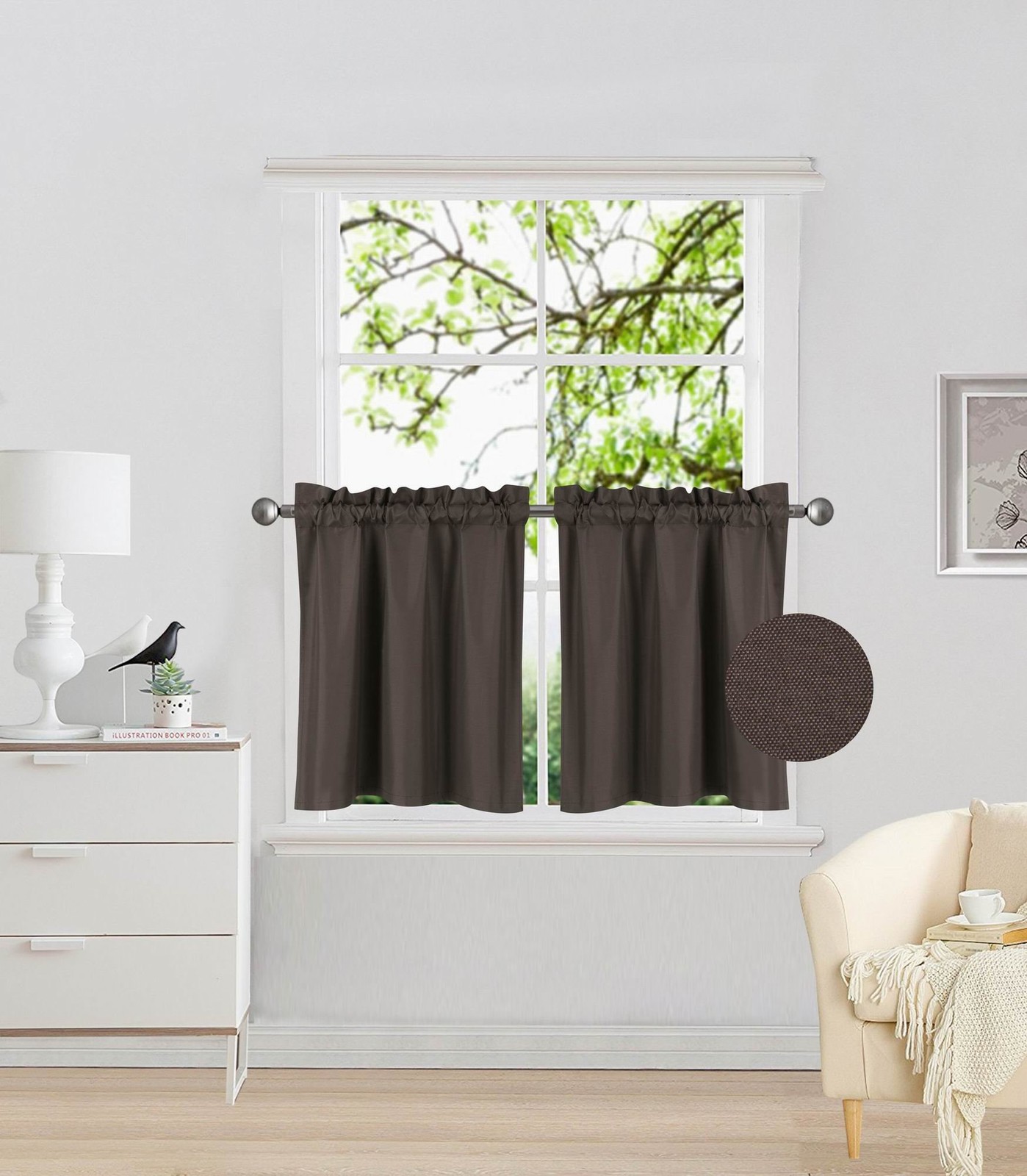 Elegant Home 2 Panels Tiers Small Window Treatment Curtain Insulated Blackout…