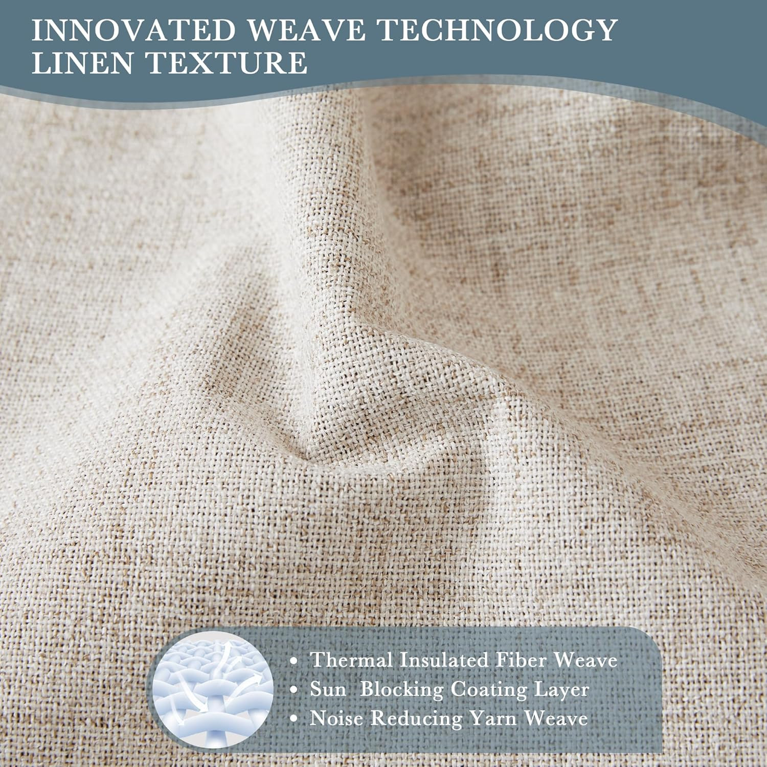 Linen Blackout Curtains for Bedroom 84 Inches Long, Thermal Insulated Grommet 10