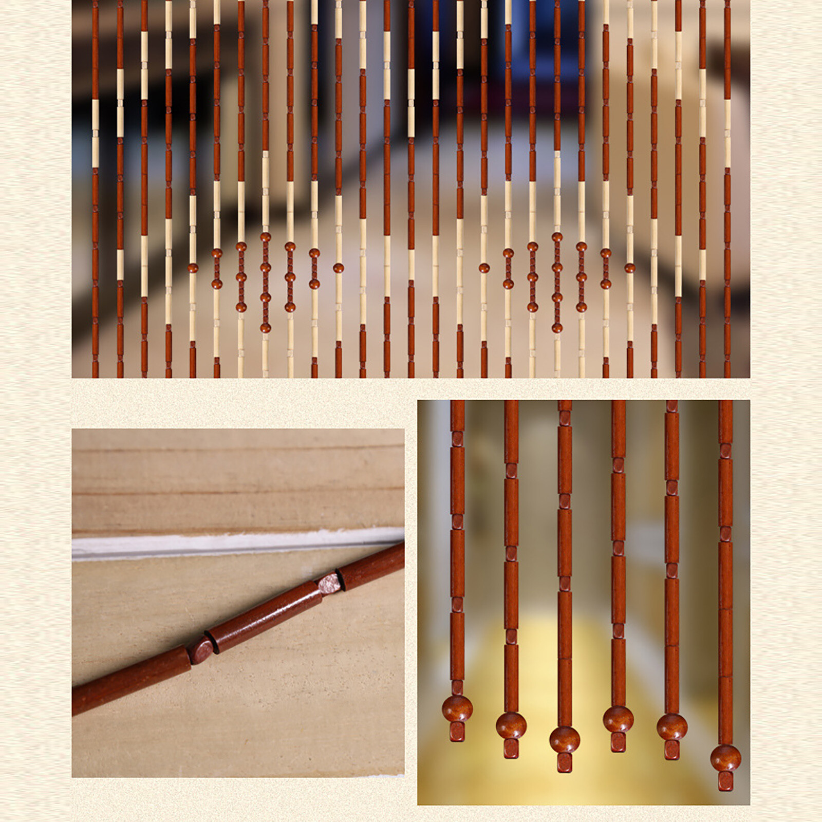 Bamboo Bead Curtain String Door Curtains Beaded Wooden Curtain fit for Doorway